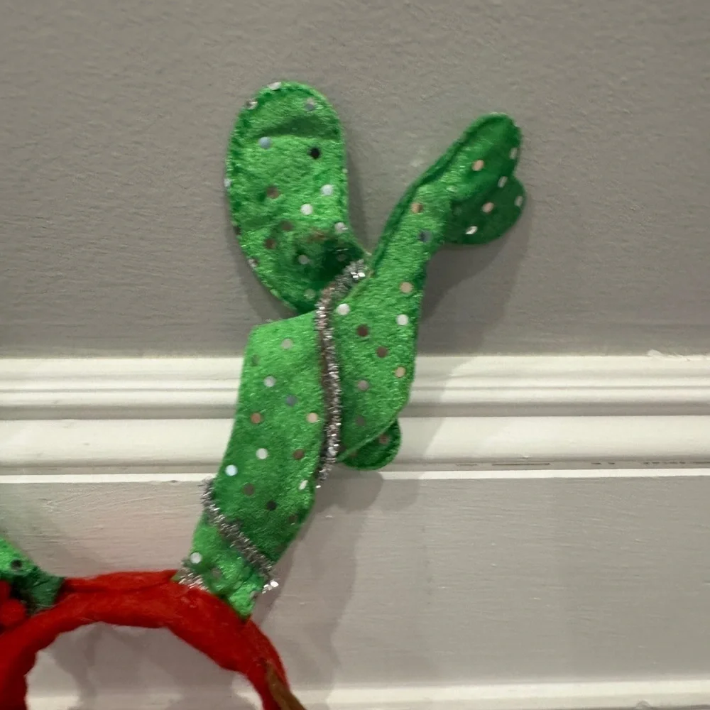 Christmas Holiday Festive Green Reindeer Antler Headband